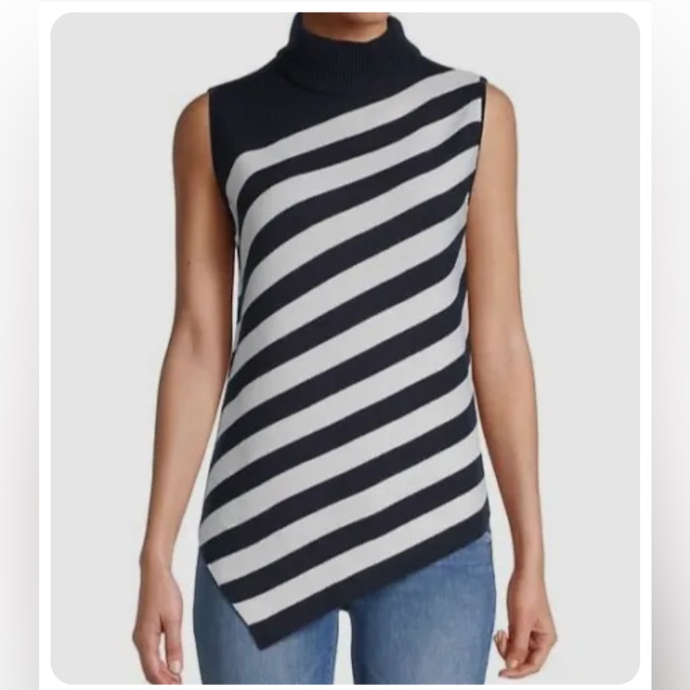 Molly Cashmere Navy Stripes Asymmetrical top